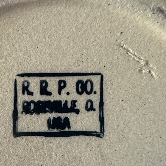 Robinson Ransbottom Pottery Stoneware Bowl Roseville Ohio Blue Cream 3" Height - Picture 5 of 9